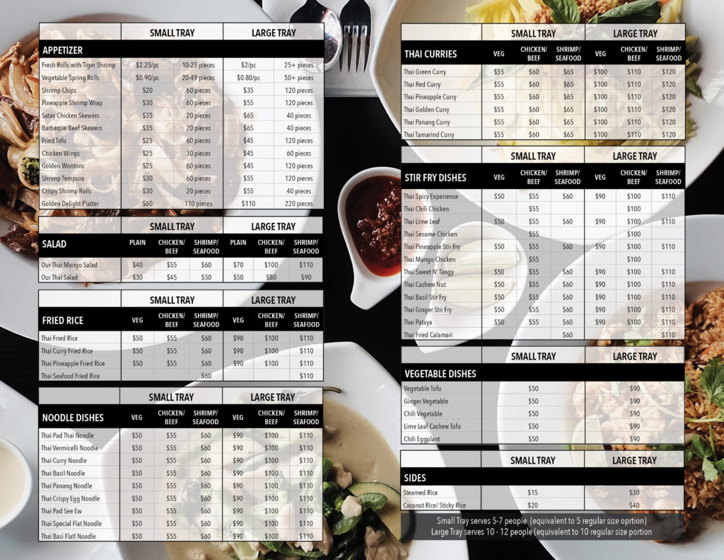 catering price list